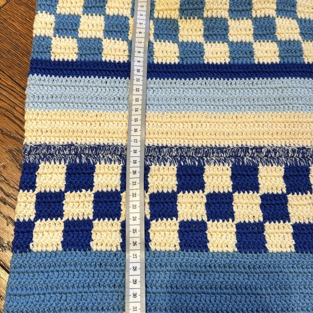 Baum und pferdgarten Blue & Cream Crochet Check Tote Bag - Women's Shoulder Bag